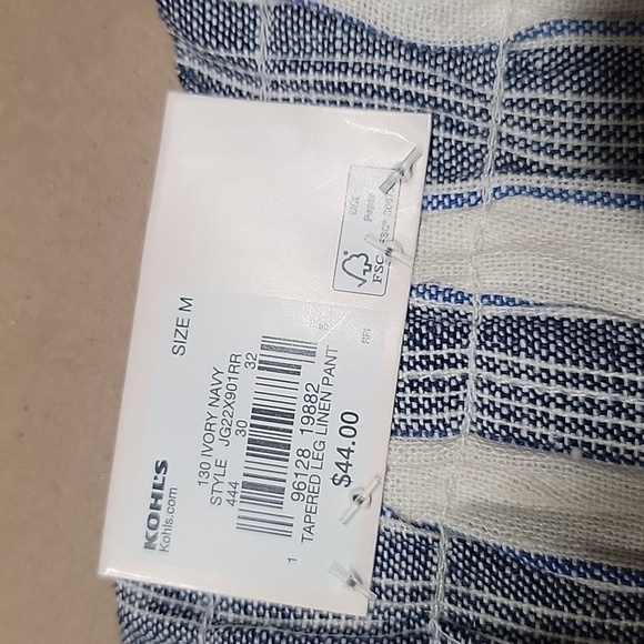 SO Size M Blue & Cream Striped Tapered High Rise Cuffed Hem Pants, NEW with Tag - Picture 15 of 16